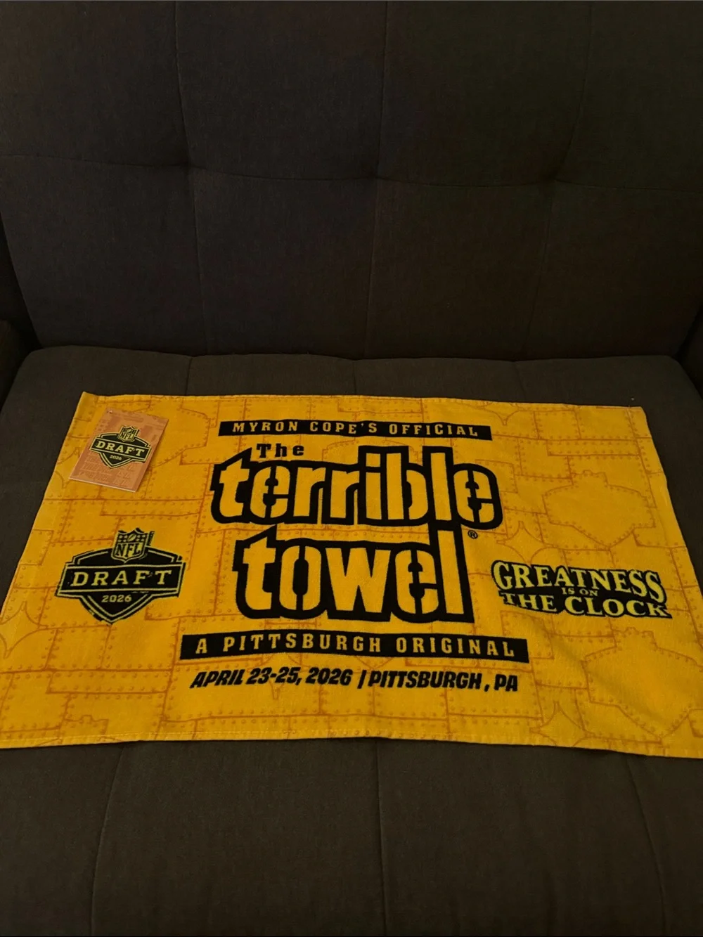NFL The Terrible Towel Yellow with Black Lettering
